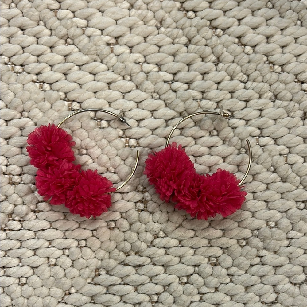 Pink Floral Hoop Earrings